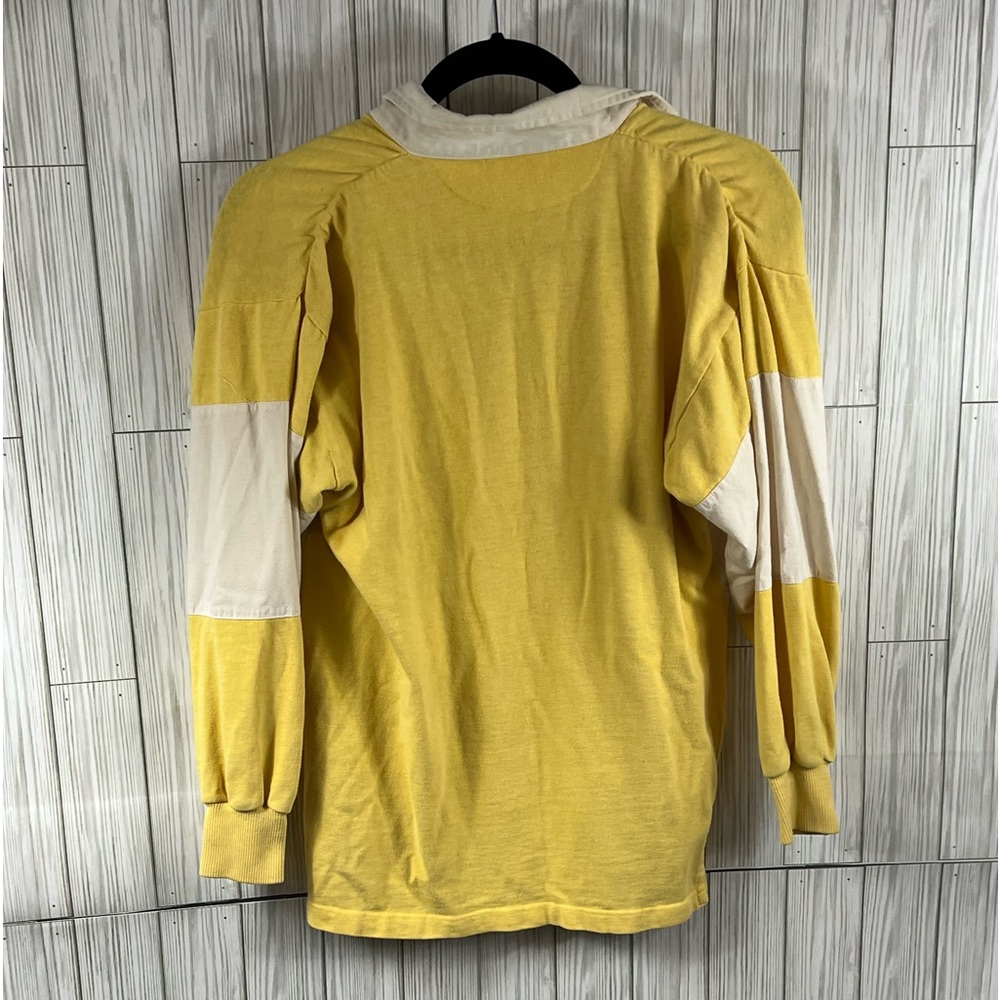 Vintage 80s 90s Coca Cola Coke Rugby Polo Surf Skate Shirt Color Block Yellow - Picture 2 of 3